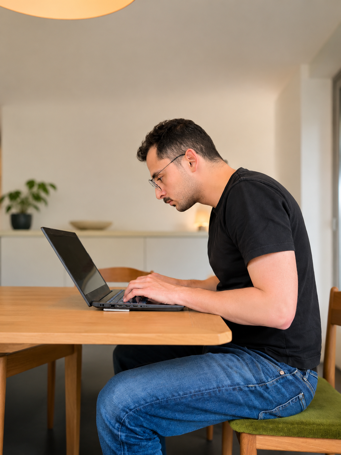 Bad posture without laptop stand